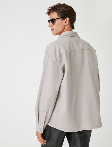 Men's Grey Overshirt Jacket with New York Initials