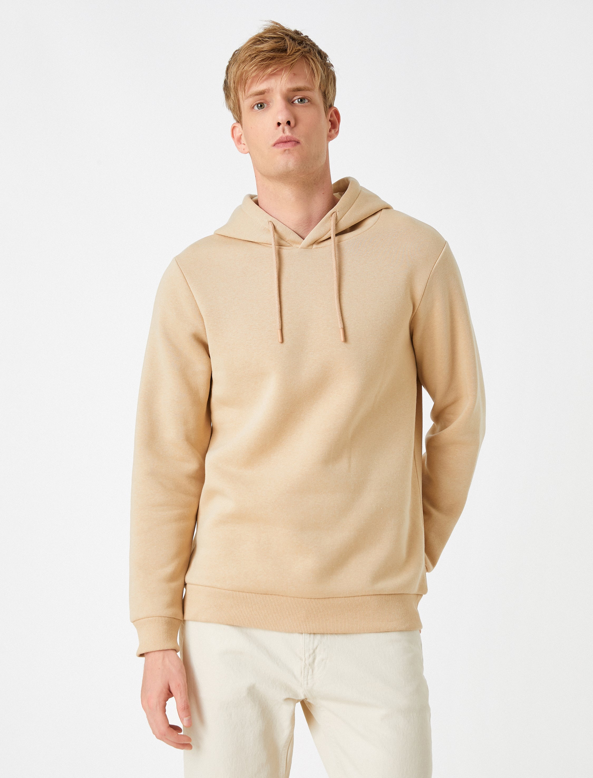 Men's Basic Hoodie in Beige