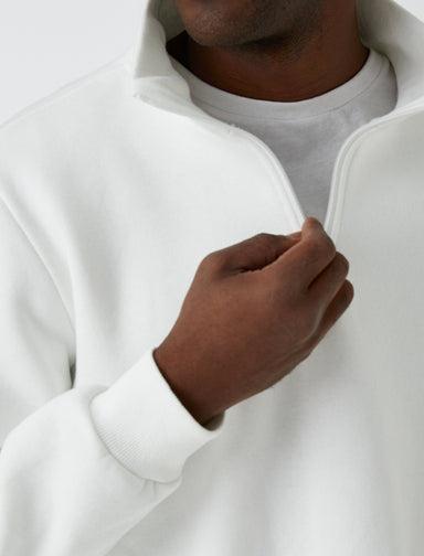 Men's Half Zip Sweatshirt in White