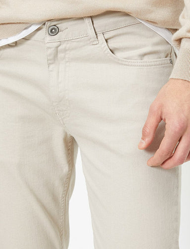 Pantalon coupe slim 5 poches beige - Usolo Outfitters-KOTON