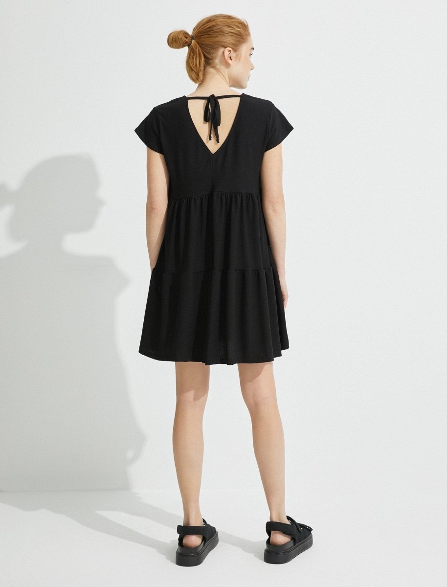 A-Line Tier Dress in Black - Usolo Outfitters-KOTON