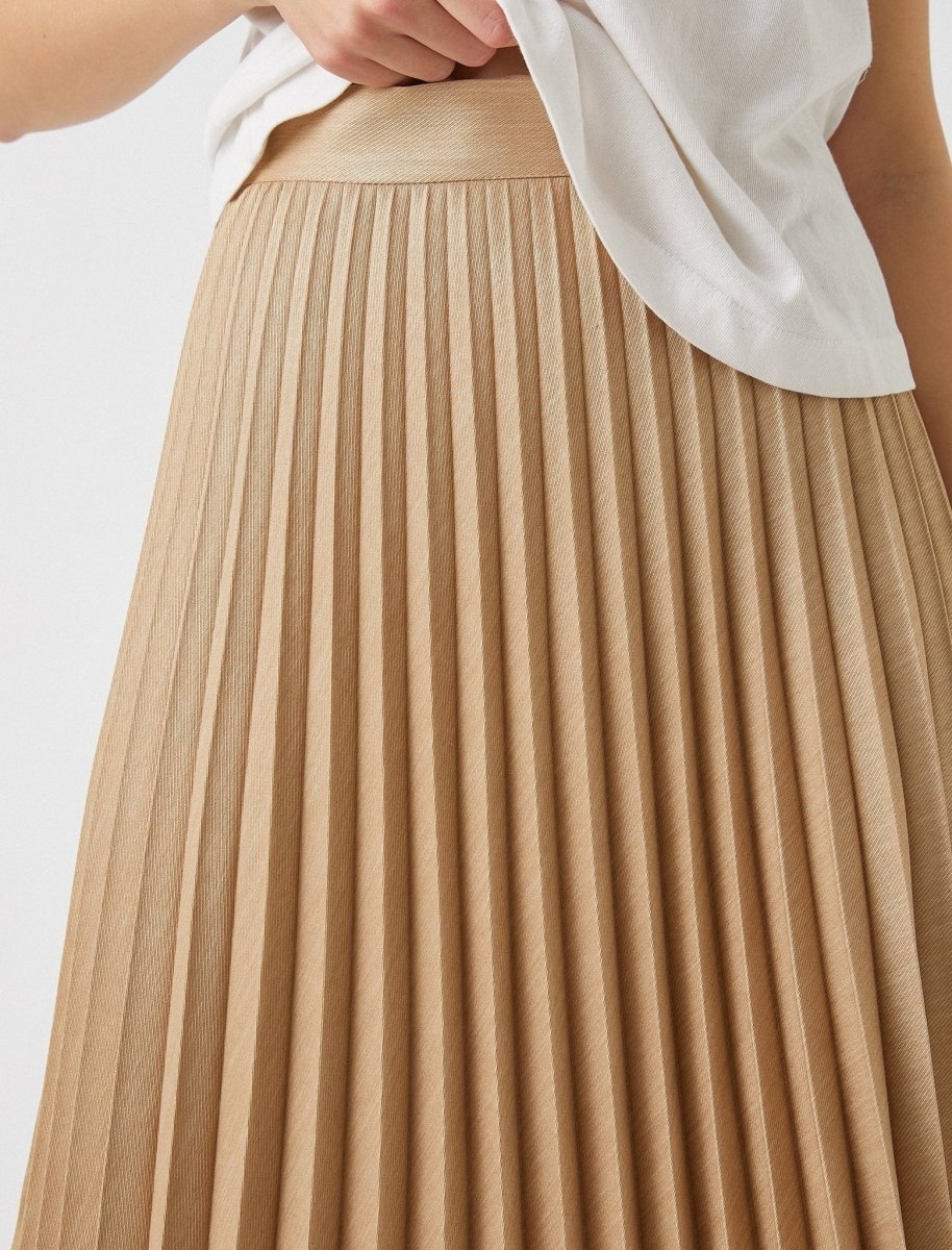 Accordion Pleated Skirt in Beige - Usolo Outfitters-KOTON