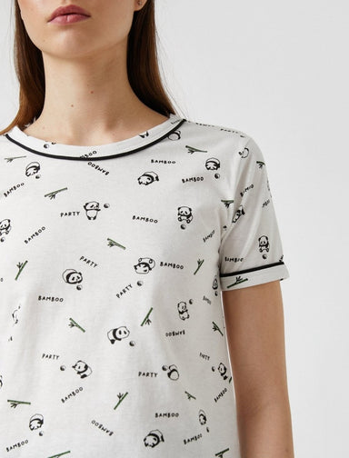 T-shirt à imprimé koala intégral en blanc - Usolo Outfitters-KOTON