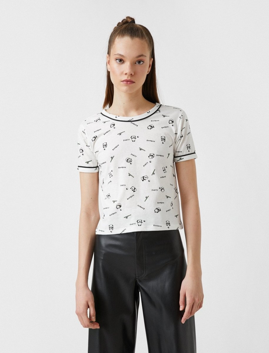 Allover Koala Print T-shirt in White - Usolo Outfitters-KOTON
