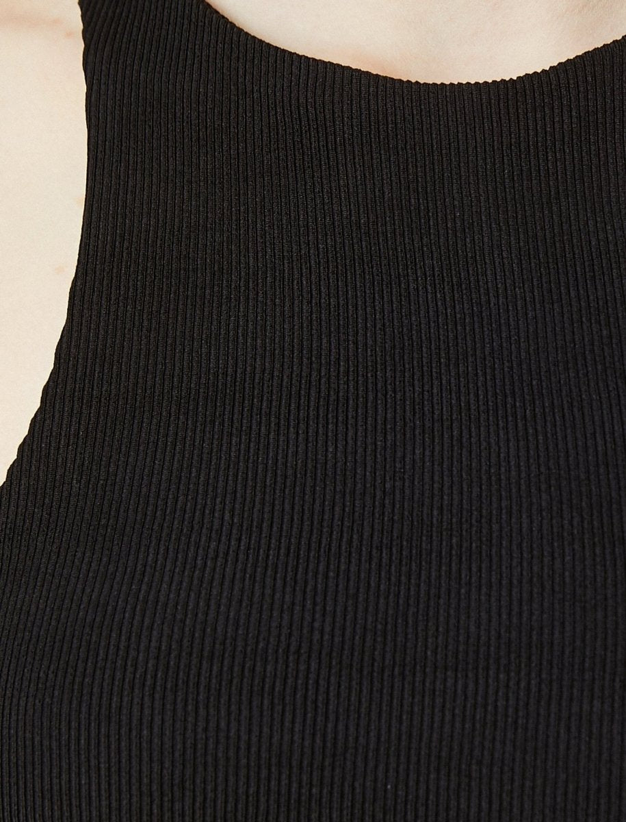 Asymmetrical Halter Crop Cami in Black - Usolo Outfitters-KOTON
