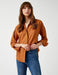 Back Pleated Relaxed Shirt in Brown - Usolo Outfitters-KOTON