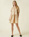Balloon-Sleeved Mini Dress in Camel - Usolo Outfitters-KOTON