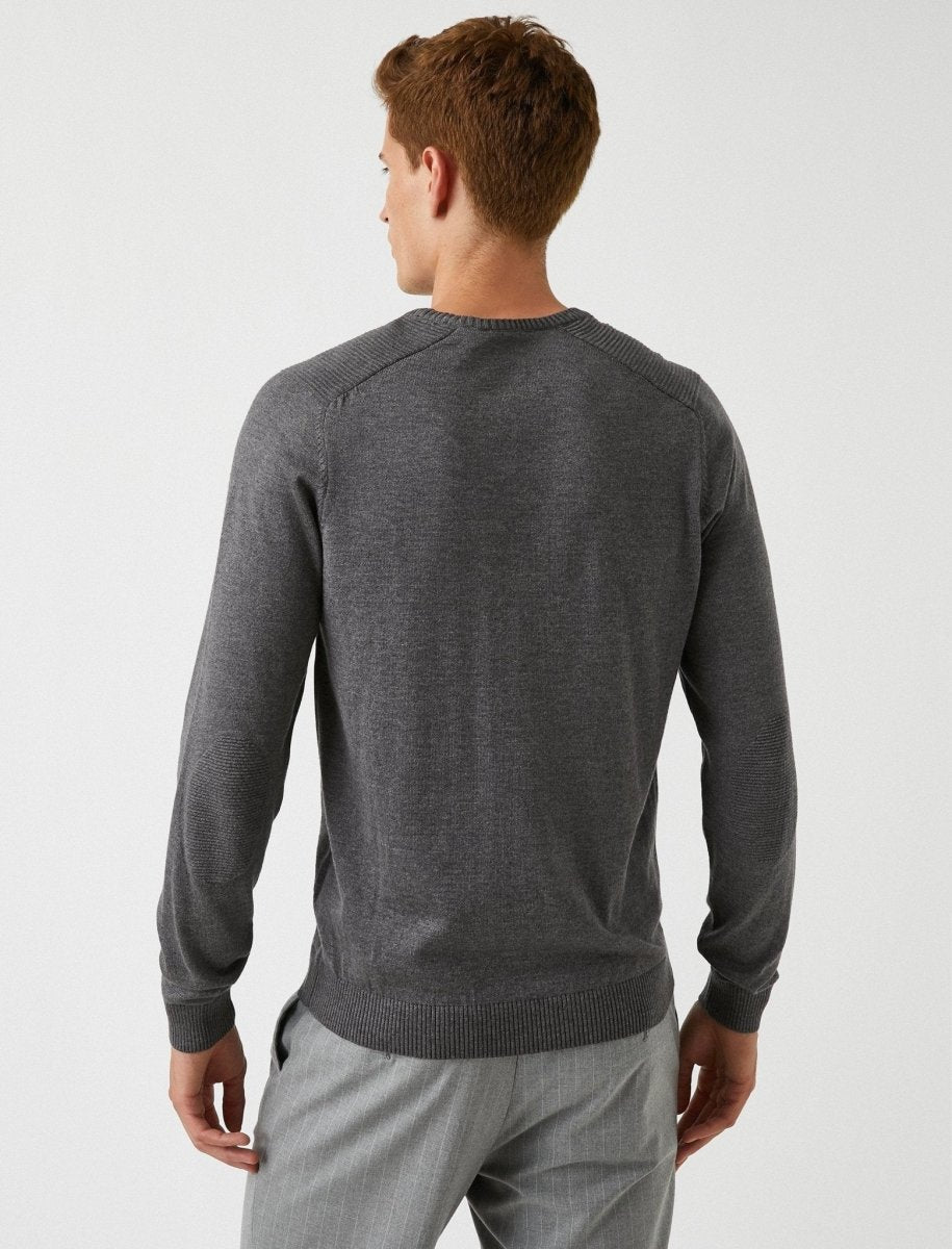 Basic Crew Neck Sweater in Anthracite - Usolo Outfitters-KOTON