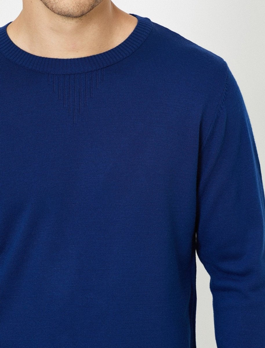 Basic Crew Neck Sweater in Cobalt Blue - Usolo Outfitters