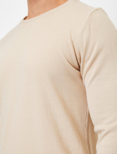 Basic Crew Neck Sweater in Cream - Usolo Outfitters-KOTON