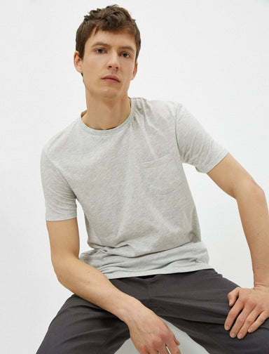 Basic Pocket T-shirt in Light Gray - Usolo Outfitters-KOTON