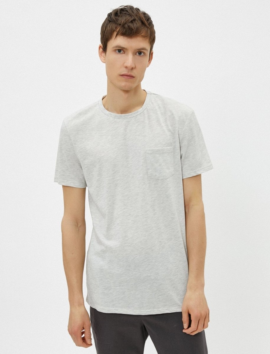 Basic Pocket T-shirt in Light Gray - Usolo Outfitters-KOTON