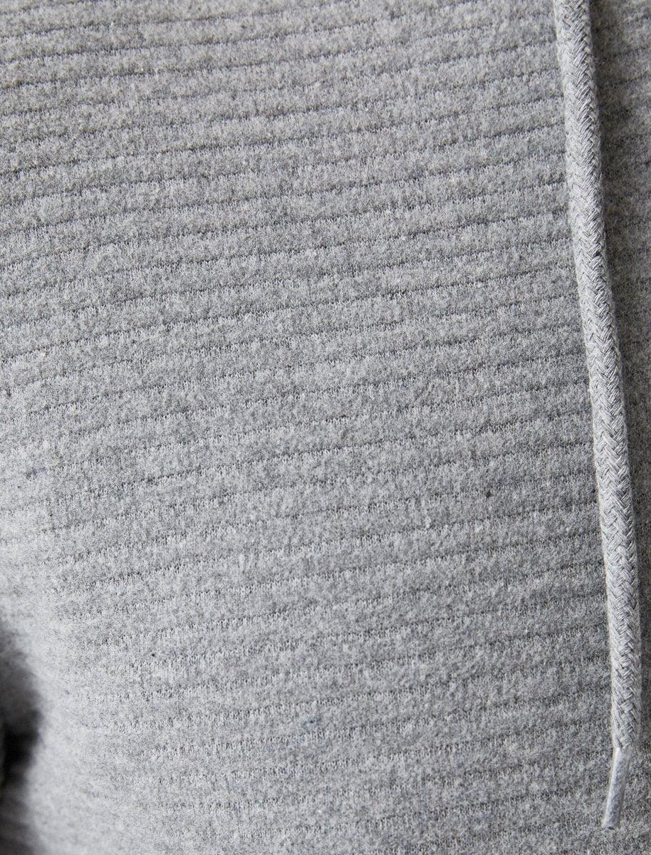 Sweat à capuche basique texturé en gris - Usolo Outfitters-KOTON