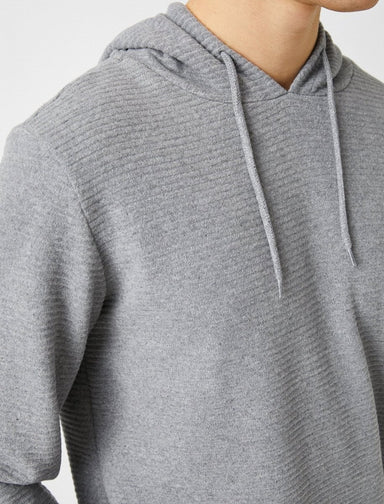 Basic Textured Hoodie in Gray - Usolo Outfitters-KOTON