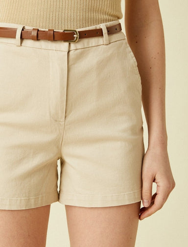 Belted 4" Stretch Twill Shorts in Dune - Usolo Outfitters-KOTON