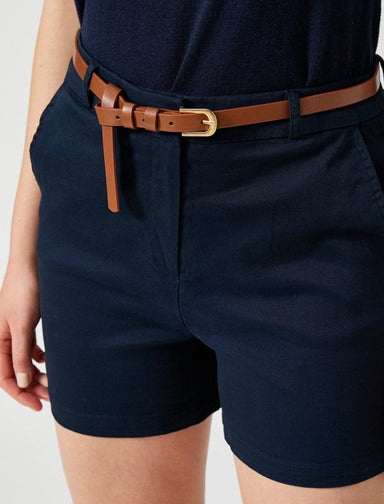 Short en sergé extensible de 4 cm avec ceinture en bleu marine - Usolo Outfitters-KOTON