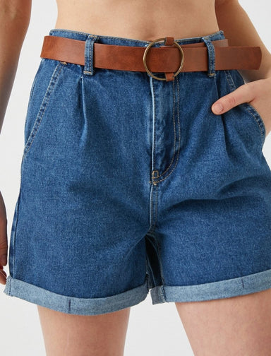 Short en jean taille haute ceinturé - Usolo Outfitters-KOTON
