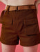 Belted Twill 4" Cargo Shorts in Mocha - Usolo Outfitters-KOTON