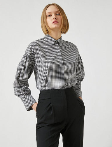Boxy Check Shirt in Black - Usolo Outfitters-KOTON