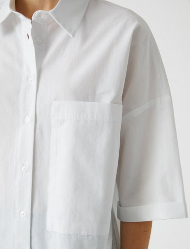 Boxy Crop Button Up Shirt in White - Usolo Outfitters-KOTON