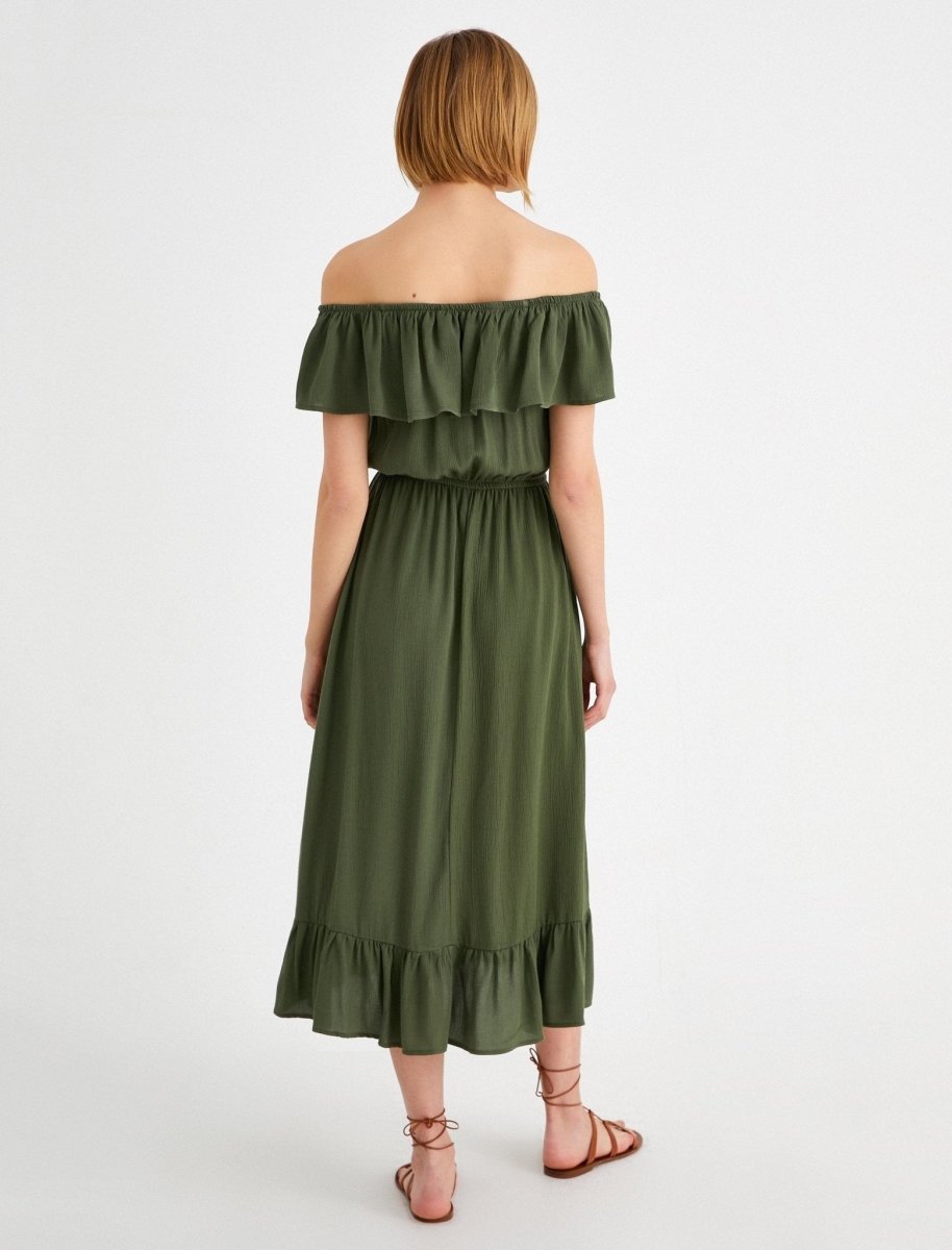 Bustier Top Maxi Dress in Green - Usolo Outfitters-KOTON