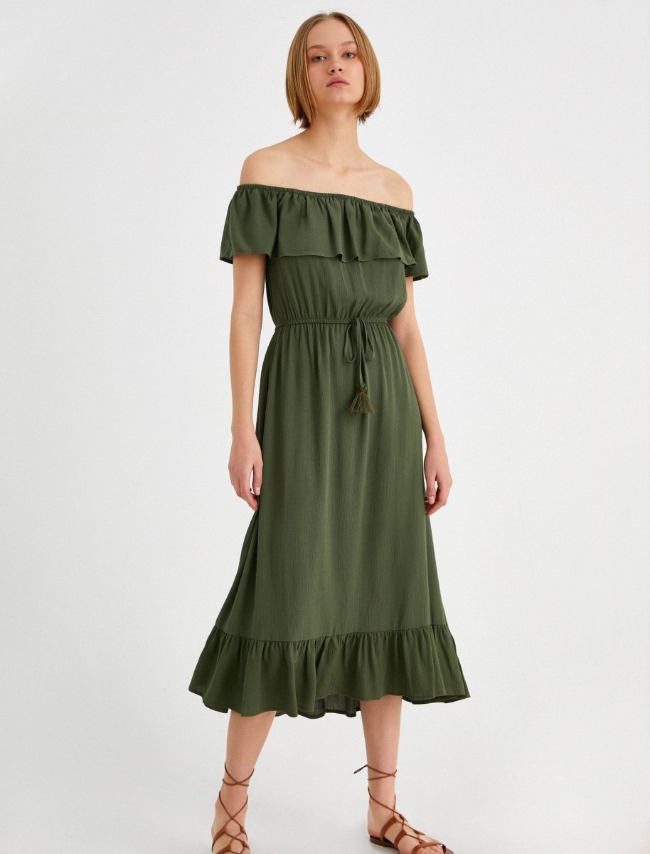 slim fit dress slacks Bustier Top Maxi Dress in Green
