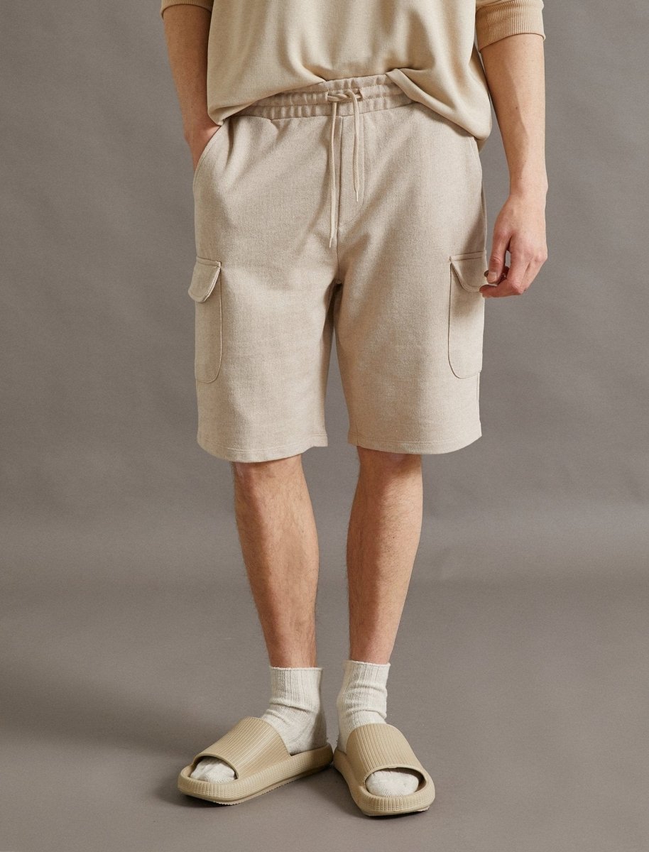 Cargo 9" Fleece Shorts in Beige - Usolo Outfitters-KOTON