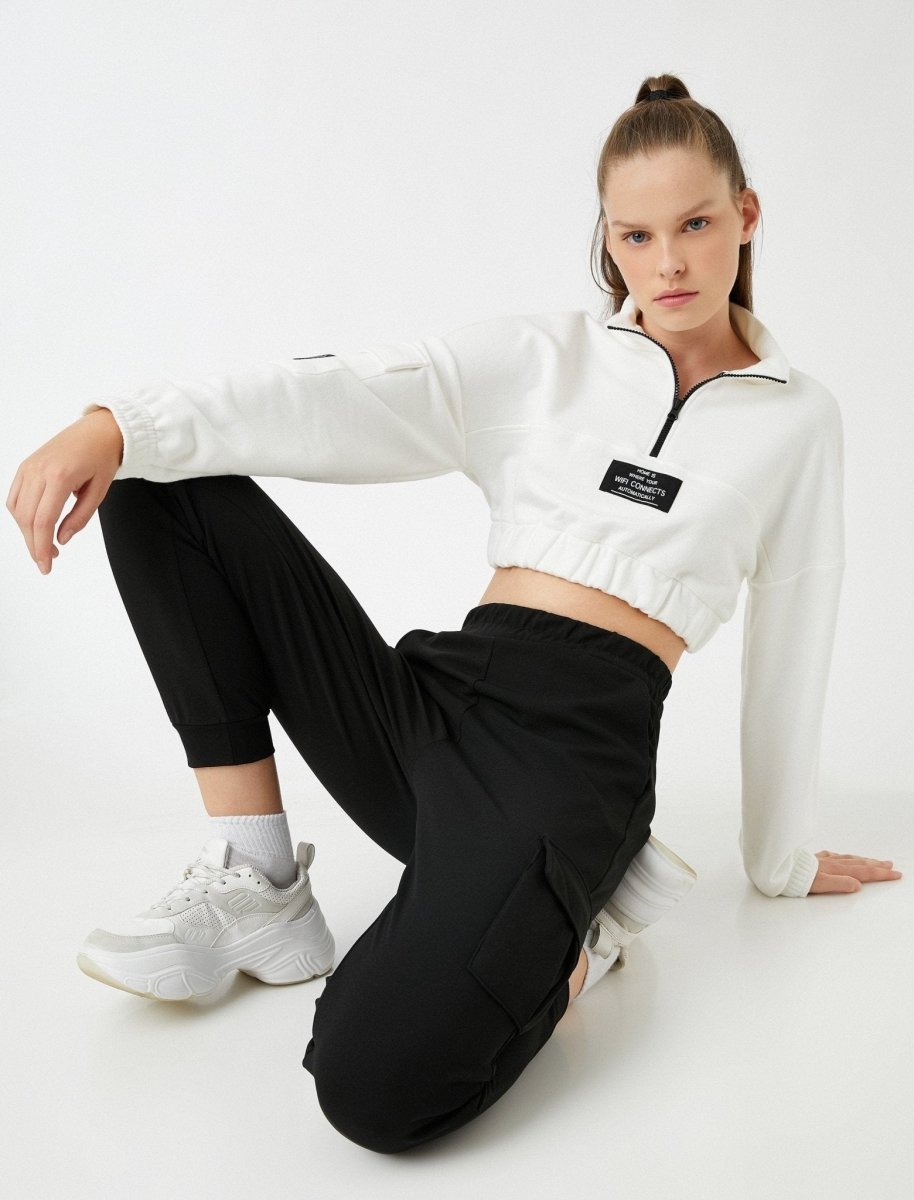 Cargo Girlfriend Jogger in Black - Usolo Outfitters-KOTON