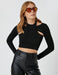 Chest Cut Out Crop Top in Black - Usolo Outfitters-KOTON