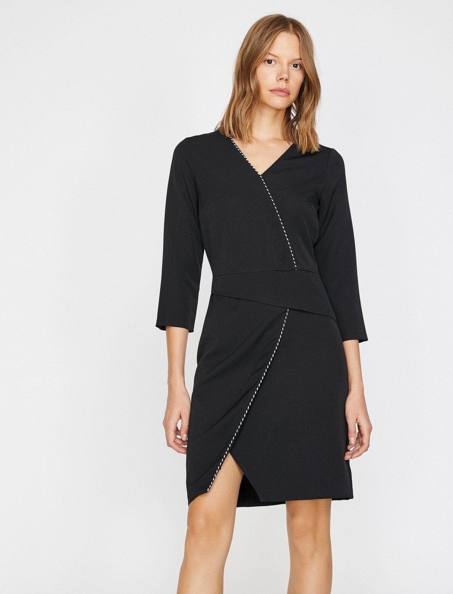 Contrast Piping Dress in Black - Usolo Outfitters-KOTON