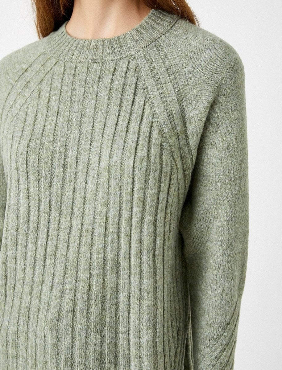 Crew Neck Boyfriend Sweater in Sage - Usolo Outfitters-KOTON