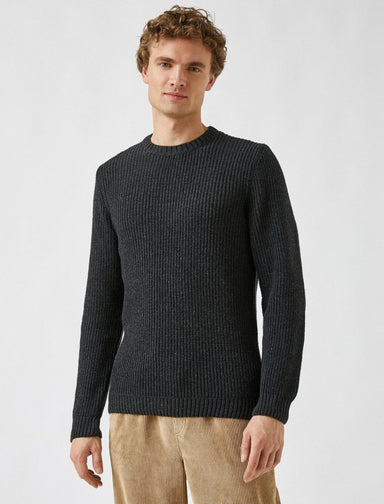 Crew Neck Sailor Sweater in Anthracite - Usolo Outfitters-KOTON