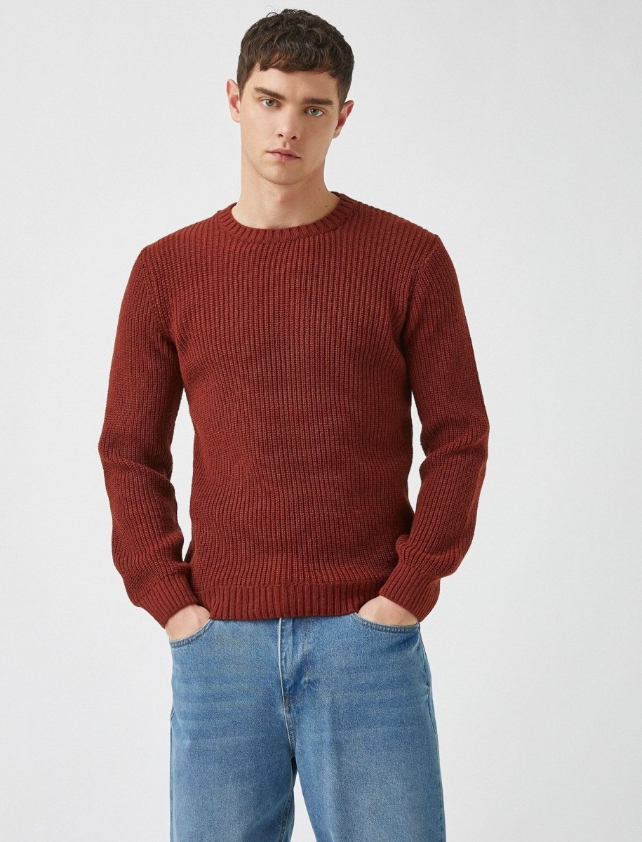 Crew Neck Sailor Sweater in Brick - Usolo Outfitters-KOTON