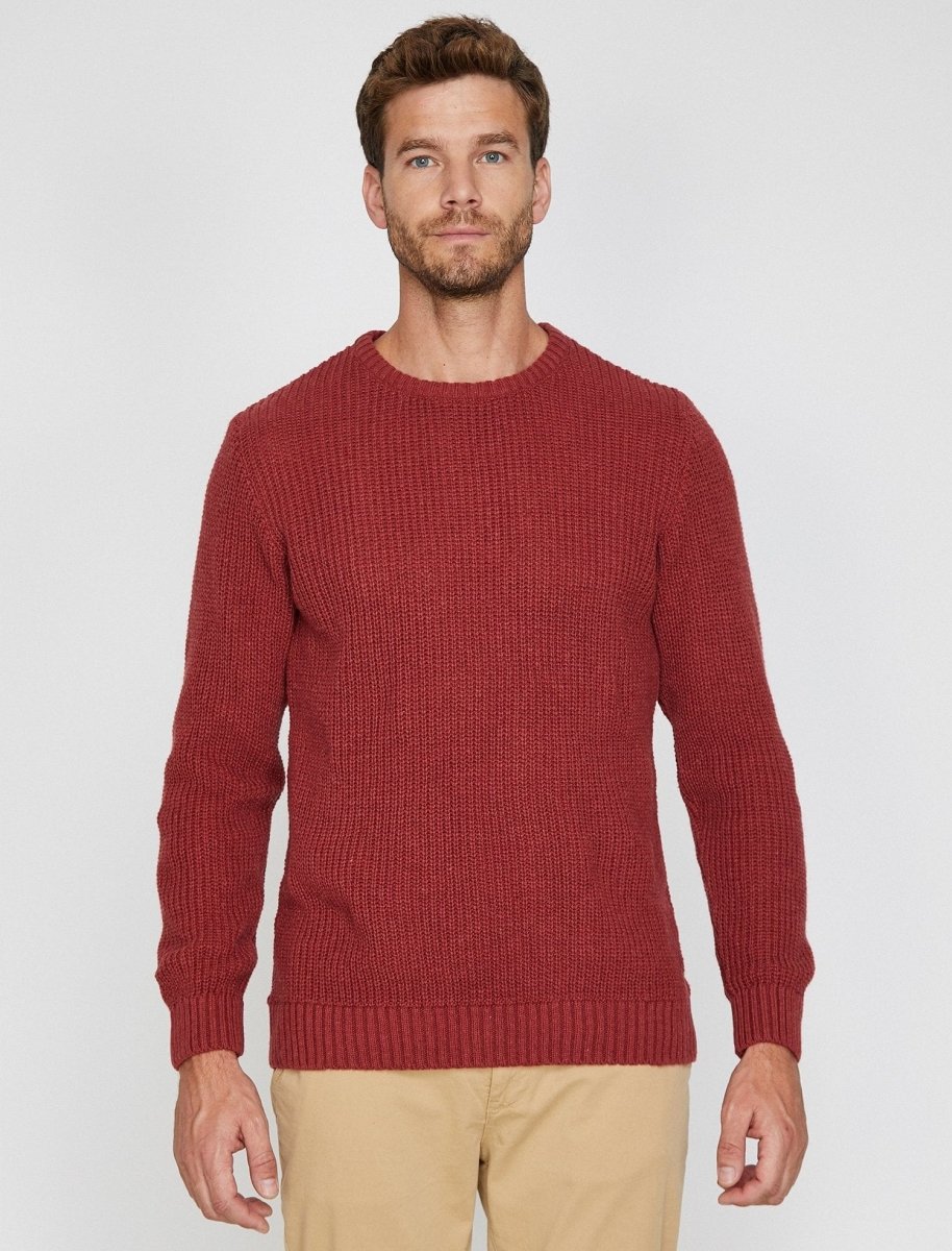 Crew Neck Sailor Sweater in Red Clay - Usolo Outfitters-KOTON