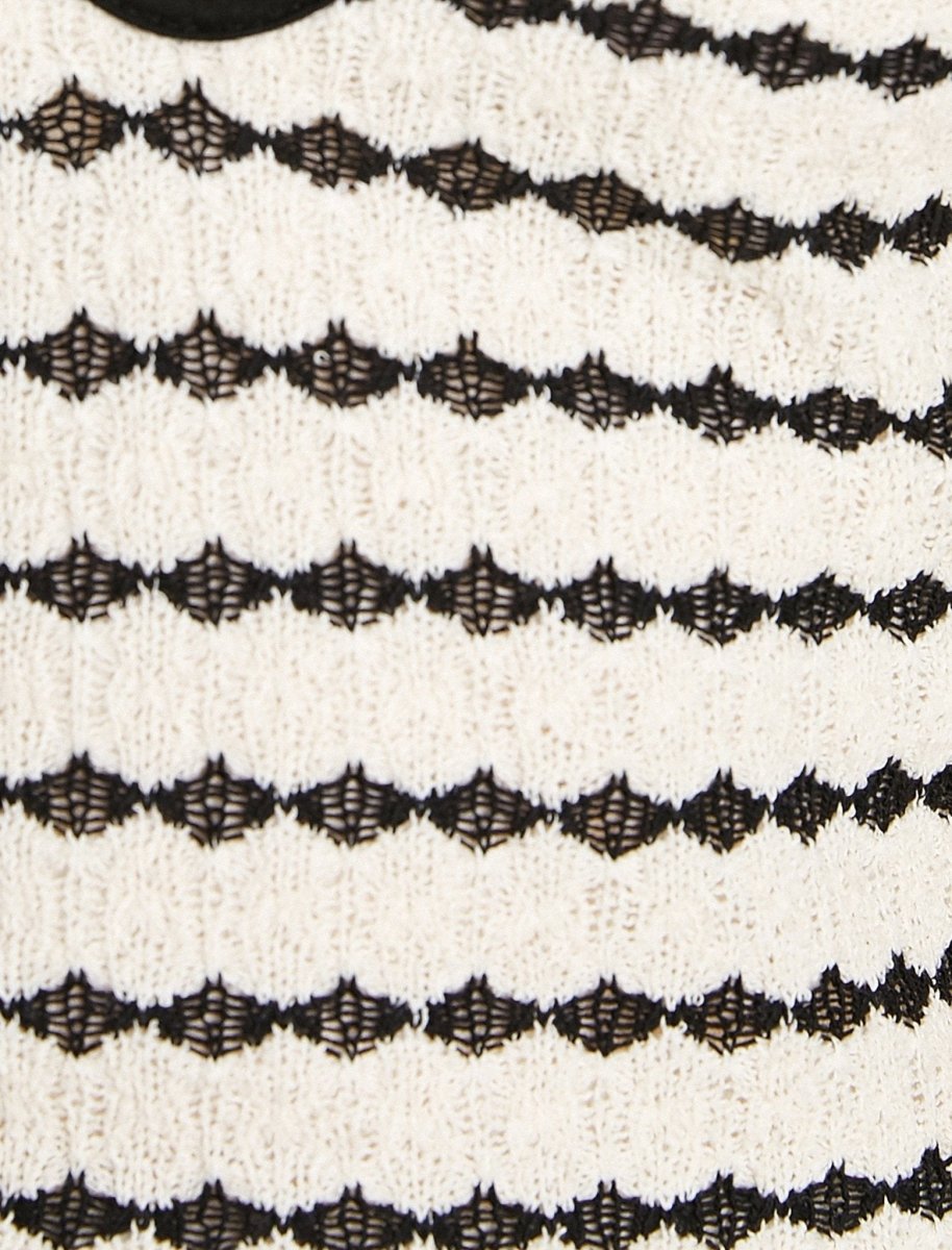 Crochet Halter Neck Cami in Black Stripe - Usolo Outfitters-KOTON