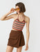 Crochet Halter Sweater Tank in Brown Stripe - Usolo Outfitters-KOTON