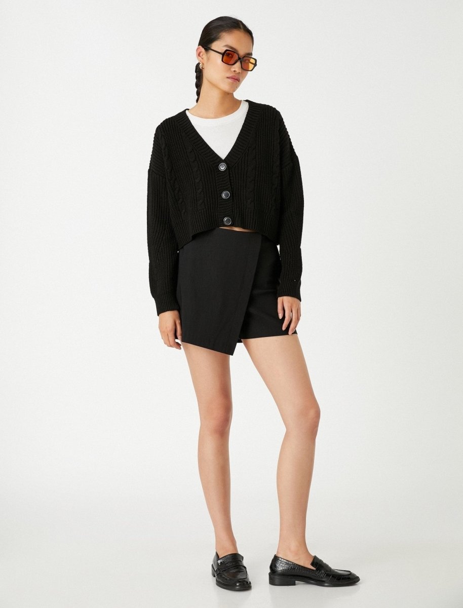 Crop Cardigan in Black - Usolo Outfitters-KOTON