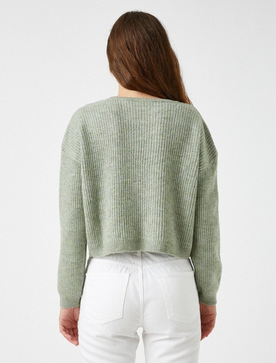 Crop Round Neck Sweater in Sage - Usolo Outfitters-KOTON