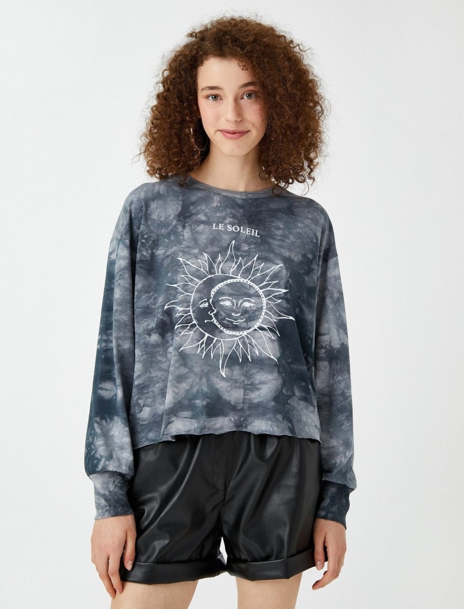 Crop Tie Dye T-Shirt in Black - Usolo Outfitters-KOTON