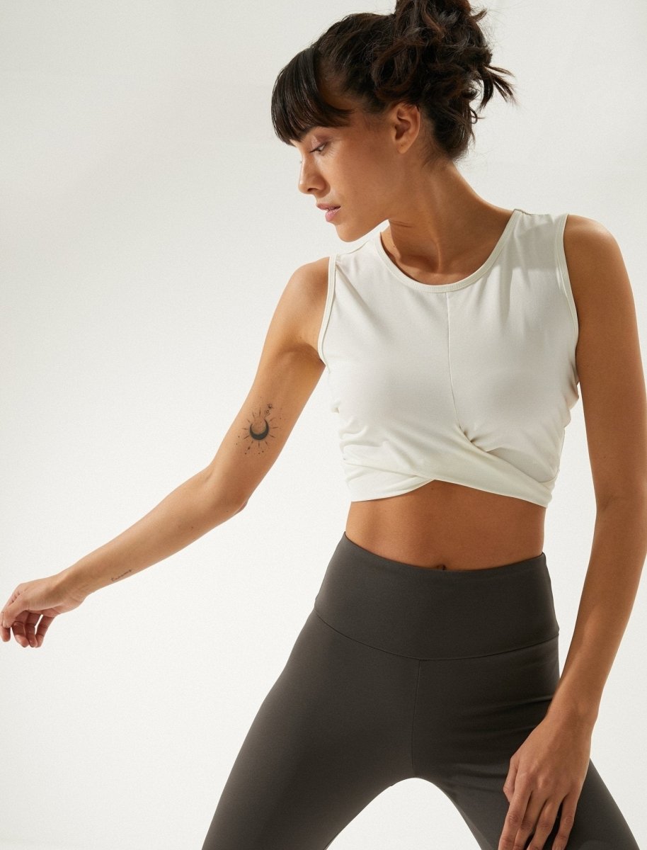 Crop Workout Top in White - Usolo Outfitters-KOTON