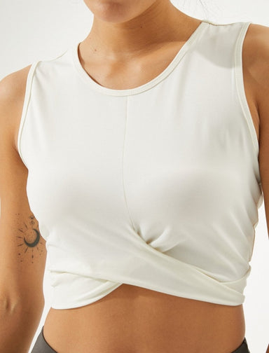 Crop Workout Top in White - Usolo Outfitters-KOTON