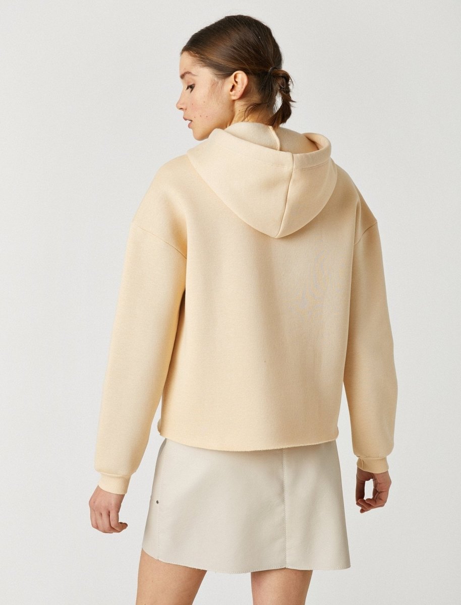 Cropped Graphic Hoodie in Dune - Usolo Outfitters-KOTON