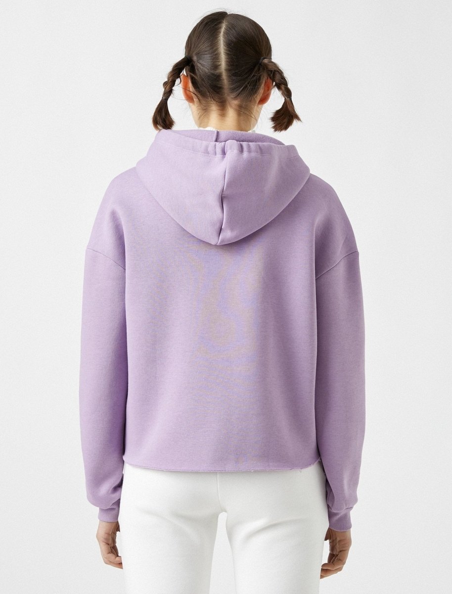 Cropped Graphic Hoodie in Lilac - Usolo Outfitters-KOTON