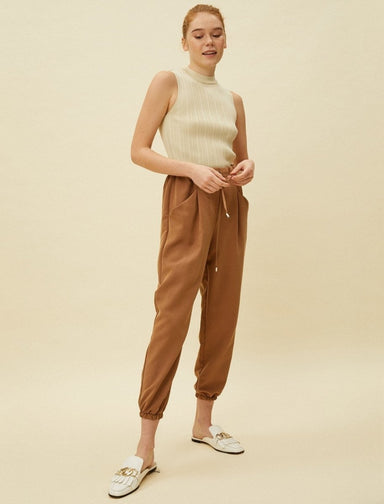 Cropped Jogger Pants in Mocha - Usolo Outfitters-KOTON
