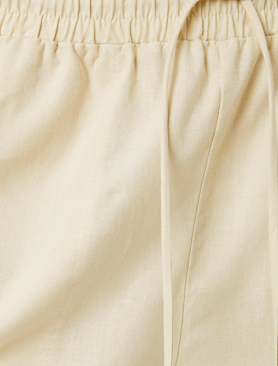 Cropped Linen Pant White - Usolo Outfitters-KOTON