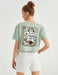 Cropped Maneki Neko T-shirt in Green - Usolo Outfitters-KOTON