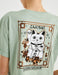 Cropped Maneki Neko T-shirt in Green - Usolo Outfitters-KOTON