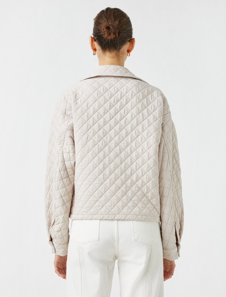 Cropped Quilted Jacket in Cream - Usolo Outfitters-KOTON