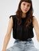 Cropped Shoulder Pad Blouse in Black - Usolo Outfitters-KOTON