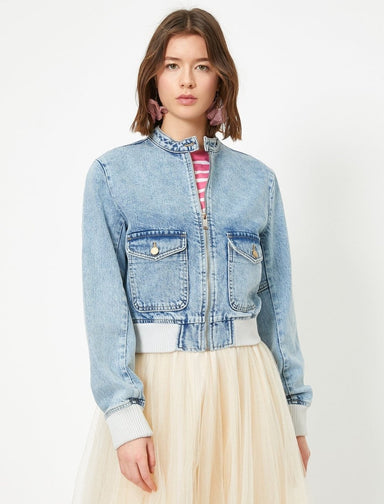 Veste en jean utilitaire courte en bleu clair - Usolo Outfitters-KOTON
